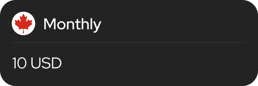 UI demo: eSIM (Canada) pricing