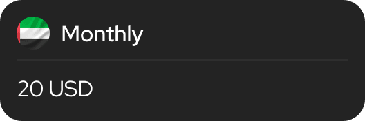 UI demo: eSIM (UAE) pricing
