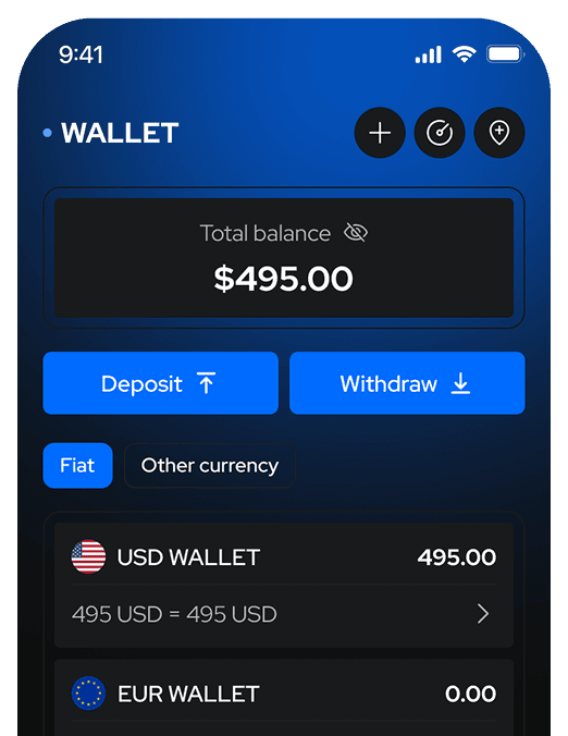 Mobile UI demo: portfolio value